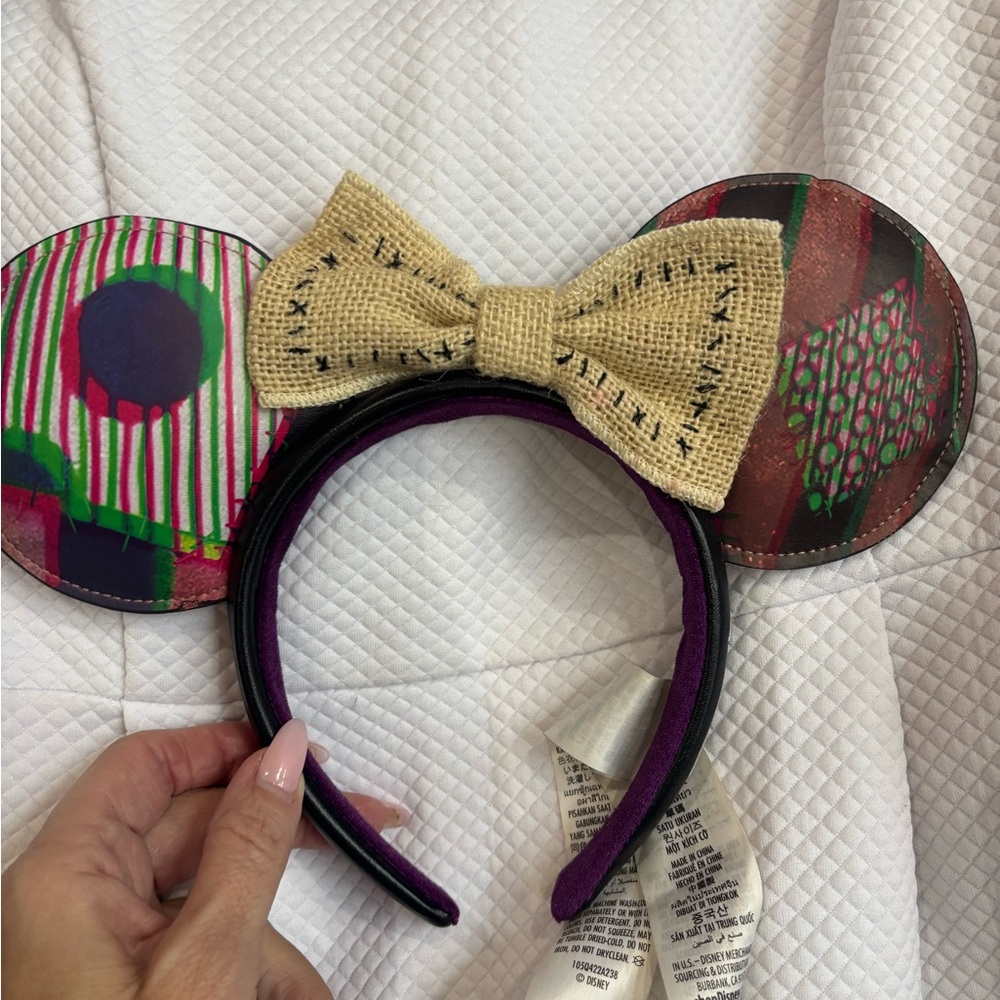 Disney Multicolor Mouse Ears Headband with Burlap Bow